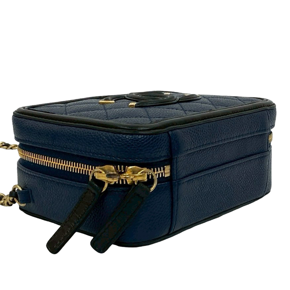 Pre-Loved Chanel Small Bicolor Caviar CC Filigree Vanity Case - Picture 5 of 9